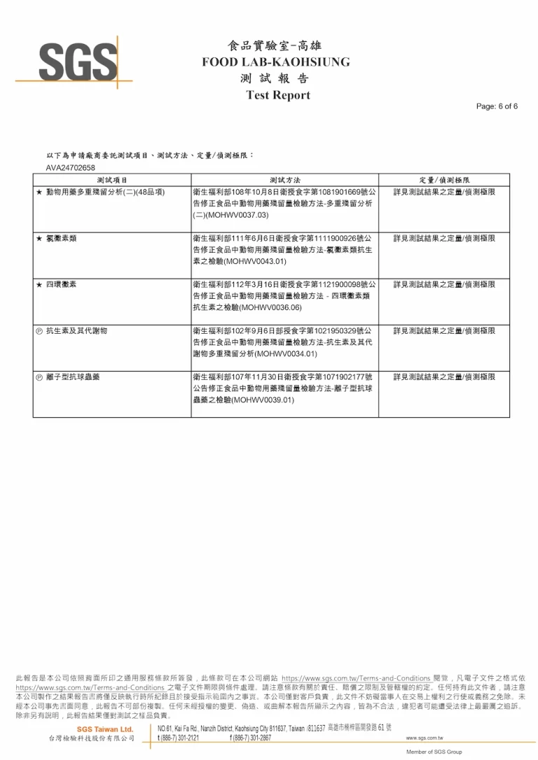 原料肉16項檢驗報告 1